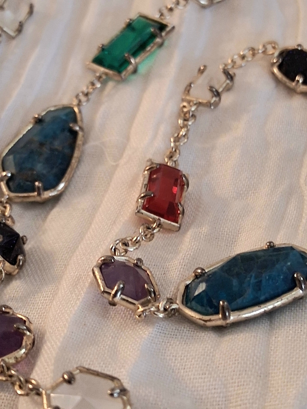 Kendra Scott Multicolor Stone Station Necklace in Blue, Green, Red, Purple